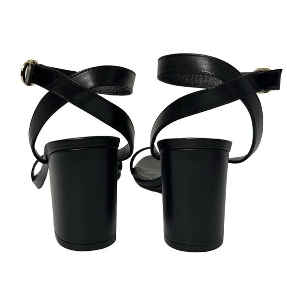 NEW IN BOX Stuart Weitzman Nearlybare Black Sandals Smooth Calf Leather Size 8 - Picture 4 of 14